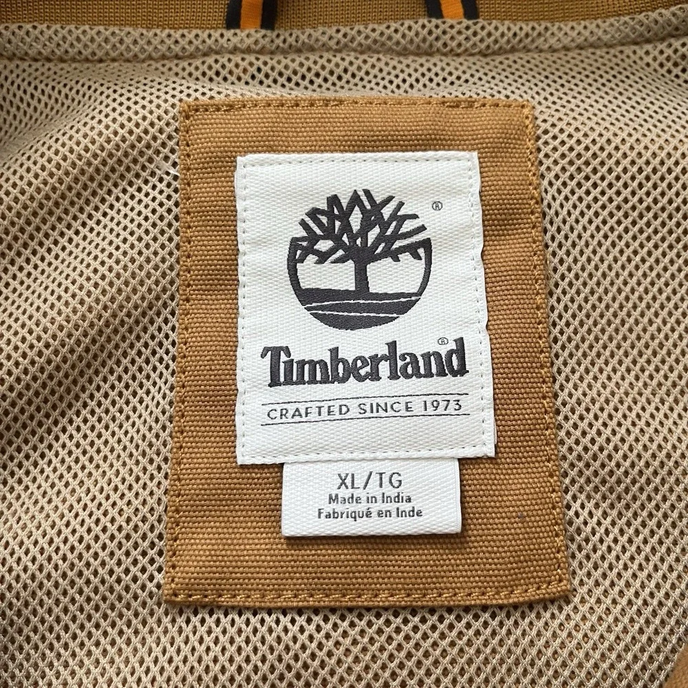 Timberland Heritage Workwear Bomber Jacket Mens XL Wheat Tan Canvas Full Zip